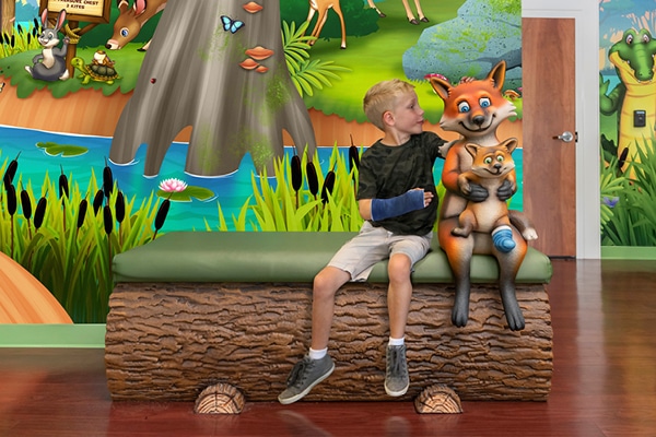Photo op character in a medical office.