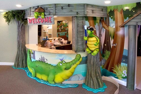 Bayou themed reception desk.