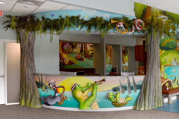 Bayou themed reception desk.